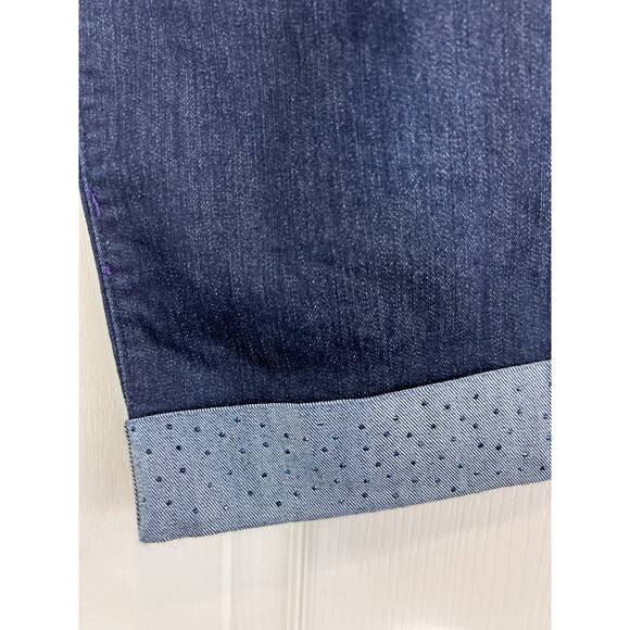 NYDJ Alyssia Rhinestone Cuffed Crop Jeans Dark Wash Women's Size 8 - Picture 3 of 14